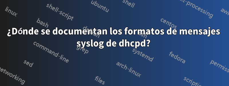 ¿Dónde se documentan los formatos de mensajes syslog de dhcpd?