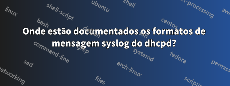 Onde estão documentados os formatos de mensagem syslog do dhcpd?