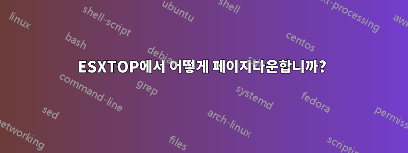 ESXTOP에서 어떻게 페이지다운합니까?