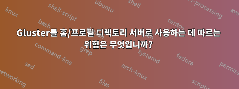 Gluster를 홈/프로필 디렉토리 서버로 사용하는 데 따르는 위험은 무엇입니까?
