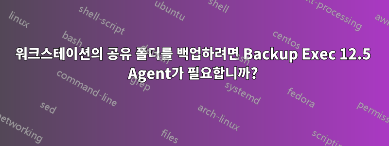 워크스테이션의 공유 폴더를 백업하려면 Backup Exec 12.5 Agent가 필요합니까?