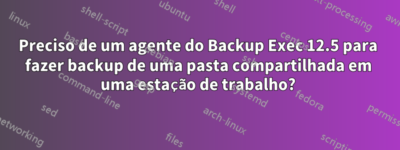 Preciso de um agente do Backup Exec 12.5 para fazer backup de uma pasta compartilhada em uma estação de trabalho?