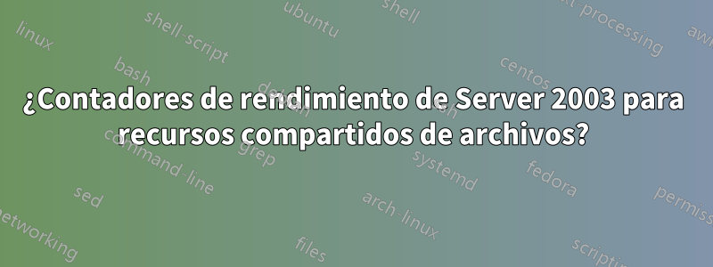 ¿Contadores de rendimiento de Server 2003 para recursos compartidos de archivos?