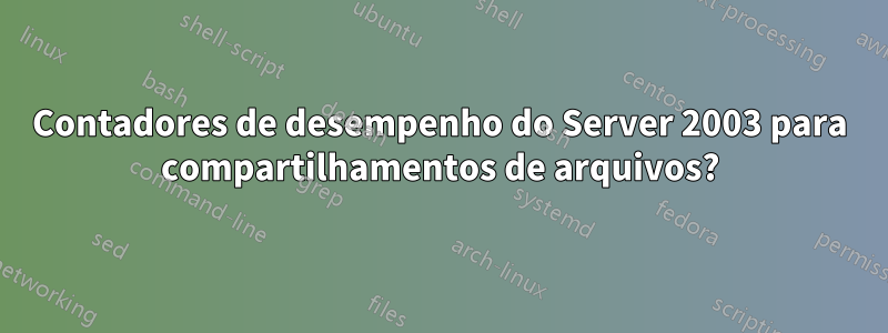 Contadores de desempenho do Server 2003 para compartilhamentos de arquivos?