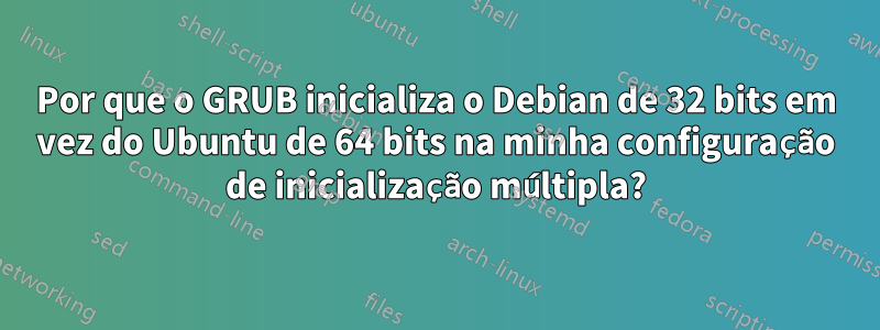 Por que o GRUB inicializa o Debian de 32 bits em vez do Ubuntu de 64 bits na minha configuração de inicialização múltipla?