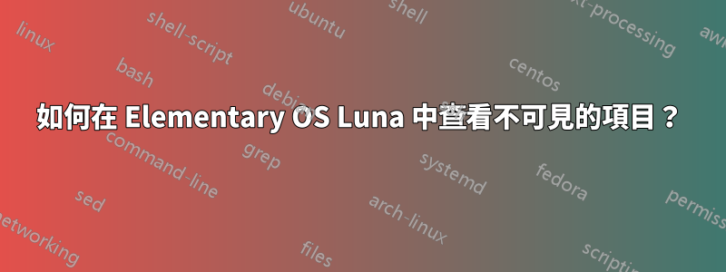 如何在 Elementary OS Luna 中查看不可見的項目？