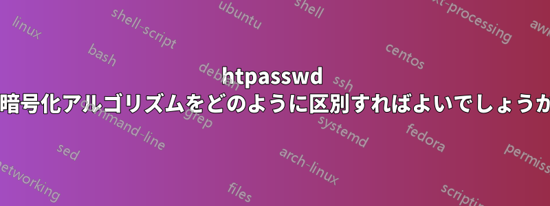 htpasswd の暗号化アルゴリズムをどのように区別すればよいでしょうか?