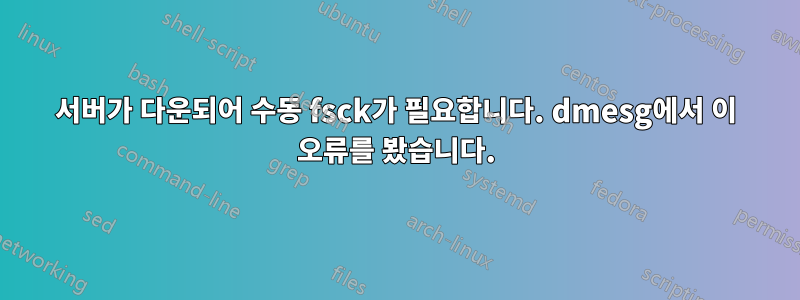 서버가 다운되어 수동 fsck가 필요합니다. dmesg에서 이 오류를 봤습니다.