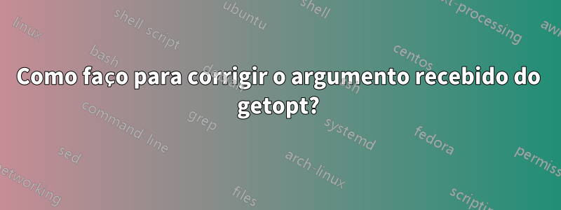 Como faço para corrigir o argumento recebido do getopt?