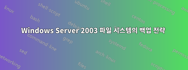 Windows Server 2003 파일 시스템의 백업 전략