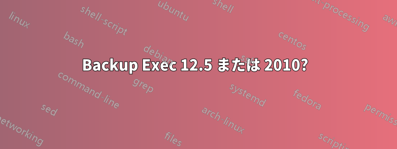Backup Exec 12.5 または 2010? 