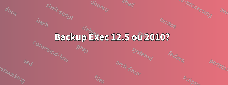 Backup Exec 12.5 ou 2010? 