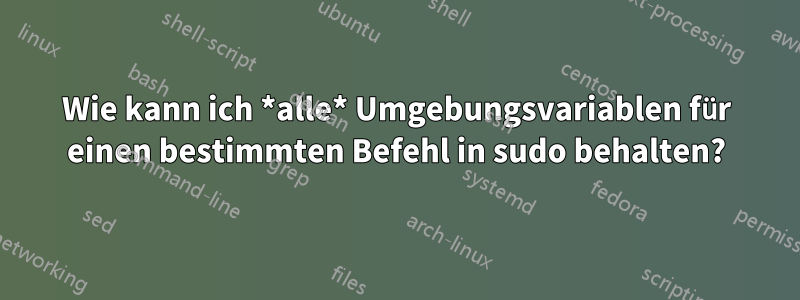 Wie kann ich *alle* Umgebungsvariablen für einen bestimmten Befehl in sudo behalten?