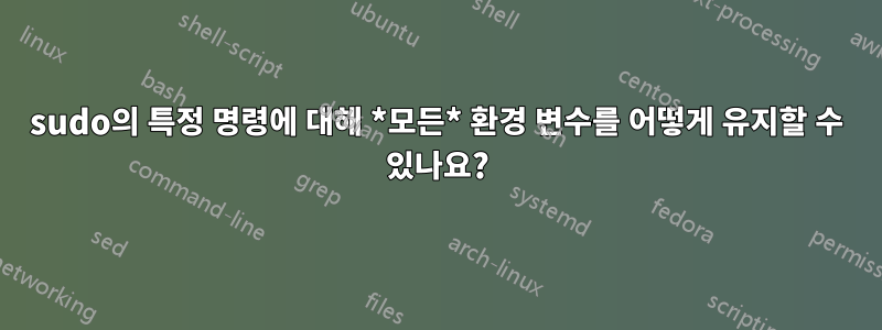 sudo의 특정 명령에 대해 *모든* 환경 변수를 어떻게 유지할 수 있나요?