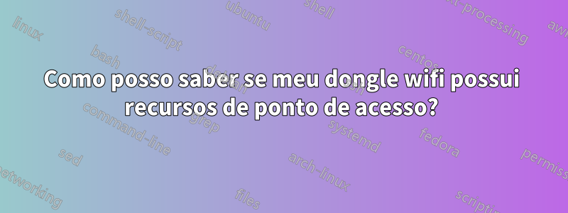 Como posso saber se meu dongle wifi possui recursos de ponto de acesso?