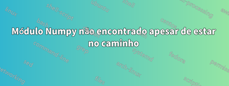 Módulo Numpy não encontrado apesar de estar no caminho