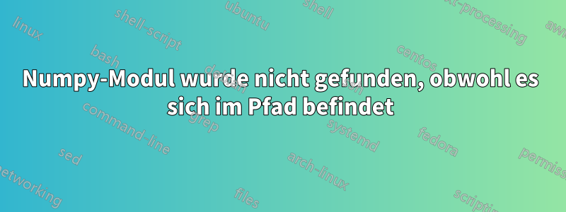 Numpy-Modul wurde nicht gefunden, obwohl es sich im Pfad befindet