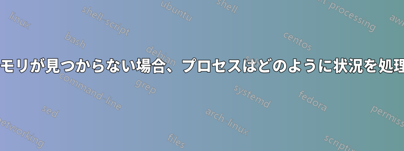 使用するメモリが見つからない場合、プロセスはどのように状況を処理しますか?