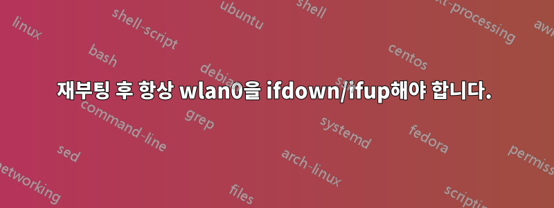 재부팅 후 항상 wlan0을 ifdown/ifup해야 합니다.