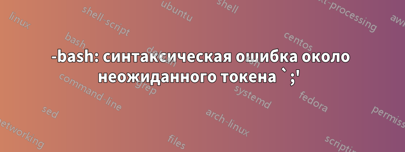 -bash: синтаксическая ошибка около неожиданного токена `;' 