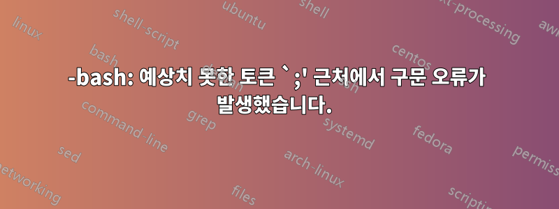 -bash: 예상치 못한 토큰 `;' 근처에서 구문 오류가 발생했습니다. 