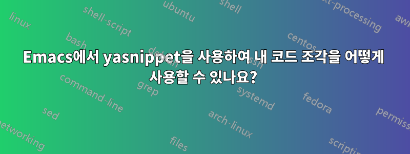 Emacs에서 yasnippet을 사용하여 내 코드 조각을 어떻게 사용할 수 있나요?