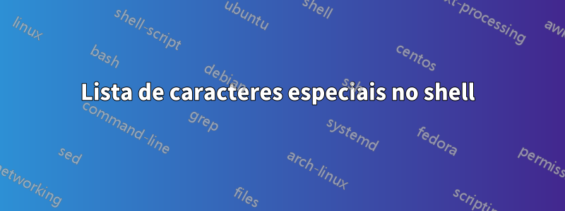 Lista de caracteres especiais no shell 