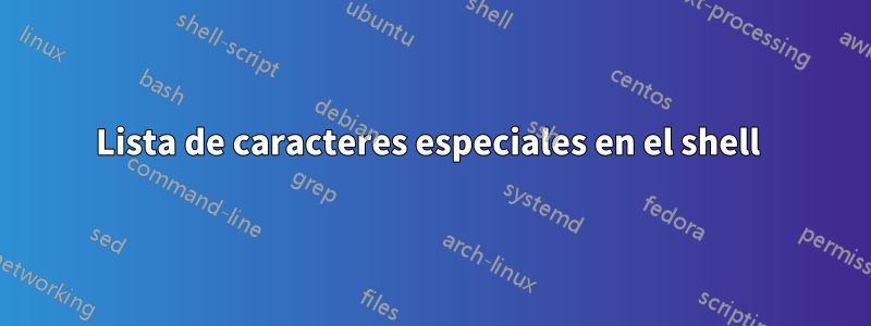 Lista de caracteres especiales en el shell 