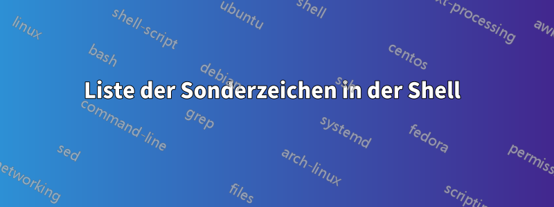 Liste der Sonderzeichen in der Shell 