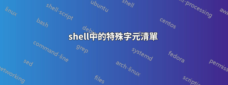 shell中的特殊字元清單