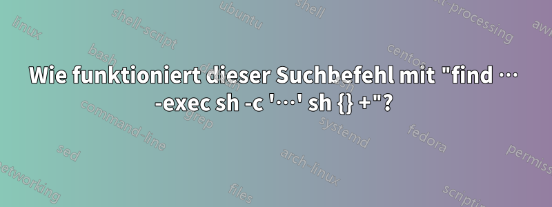 Wie funktioniert dieser Suchbefehl mit "find … -exec sh -c '…' sh {} +"?