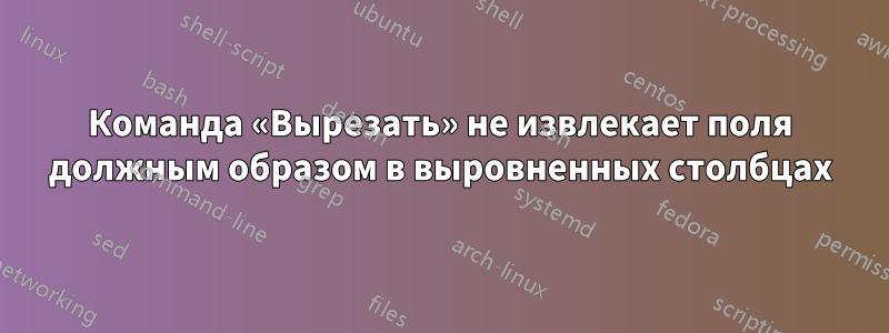 Команда «Вырезать» не извлекает поля должным образом в выровненных столбцах