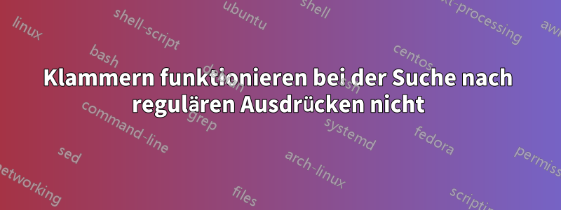 Klammern funktionieren bei der Suche nach regulären Ausdrücken nicht