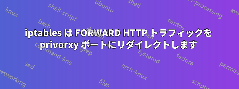 iptables は FORWARD HTTP トラフィックを privorxy ポートにリダイレクトします