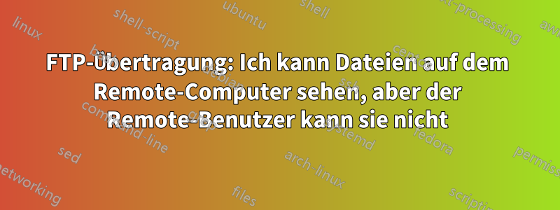 FTP-Übertragung: Ich kann Dateien auf dem Remote-Computer sehen, aber der Remote-Benutzer kann sie nicht