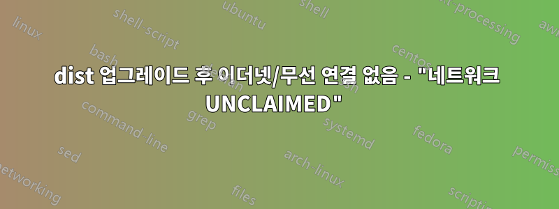 dist 업그레이드 후 이더넷/무선 연결 없음 - "네트워크 UNCLAIMED"