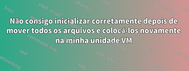 Não consigo inicializar corretamente depois de mover todos os arquivos e colocá-los novamente na minha unidade VM