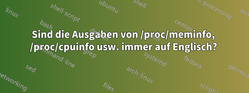 Sind die Ausgaben von /proc/meminfo, /proc/cpuinfo usw. immer auf Englisch?