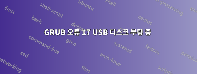 GRUB 오류 17 USB 디스크 부팅 중