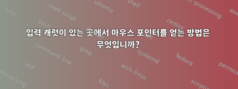 입력 캐럿이 있는 곳에서 마우스 포인터를 얻는 방법은 무엇입니까?