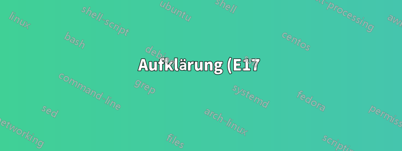 Aufklärung (E17) öffnet kein Einstellungsfenster oder klickt nicht auf das Menü
