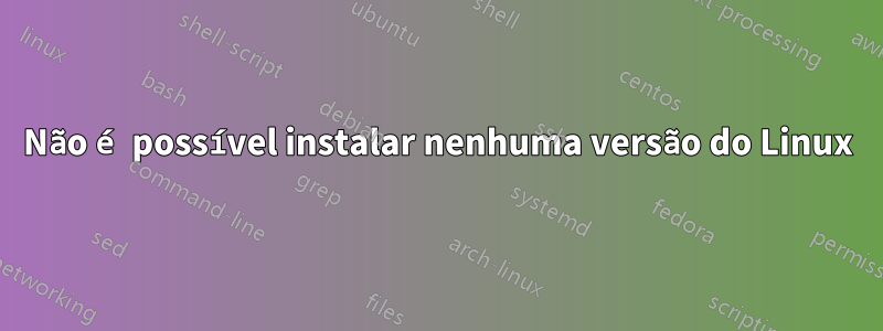 Não é possível instalar nenhuma versão do Linux