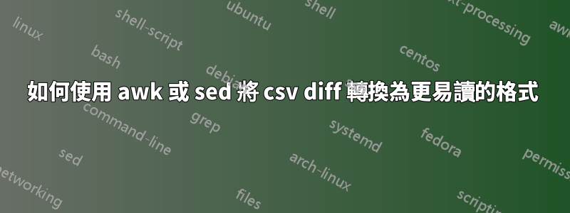 如何使用 awk 或 sed 將 csv diff 轉換為更易讀的格式