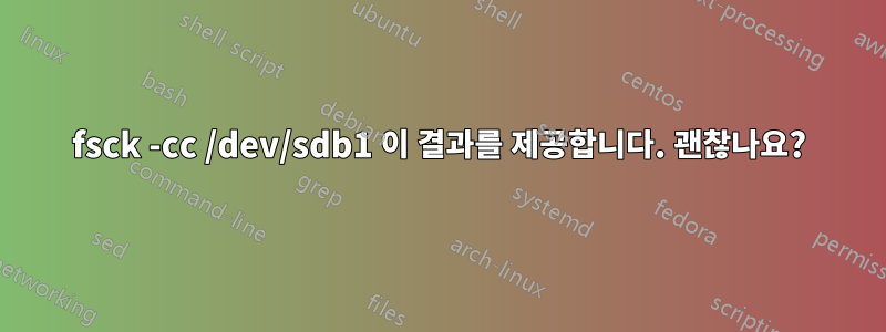 fsck -cc /dev/sdb1 이 결과를 제공합니다. 괜찮나요?