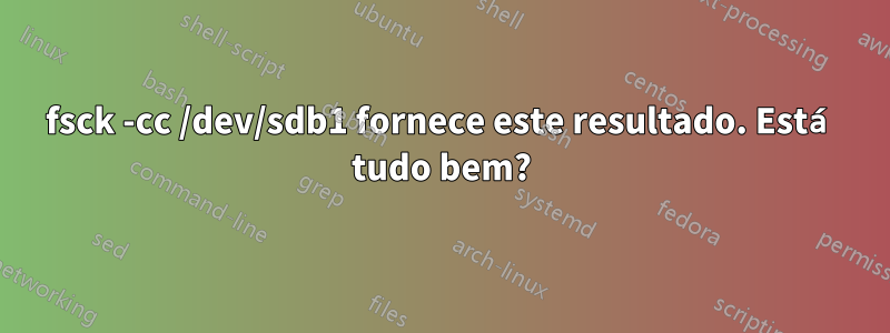 fsck -cc /dev/sdb1 fornece este resultado. Está tudo bem?