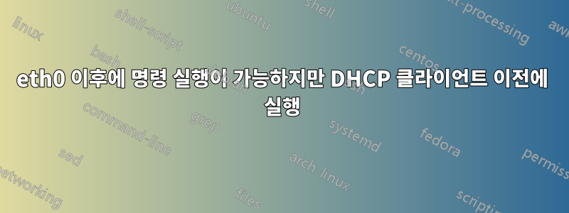 eth0 이후에 명령 실행이 가능하지만 DHCP 클라이언트 이전에 실행