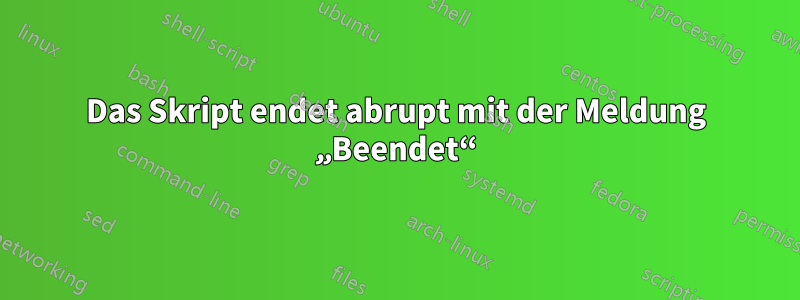 Das Skript endet abrupt mit der Meldung „Beendet“