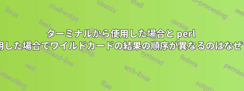 ターミナルから使用した場合と perl から使用した場合でワイルドカードの結果の順序が異なるのはなぜですか?