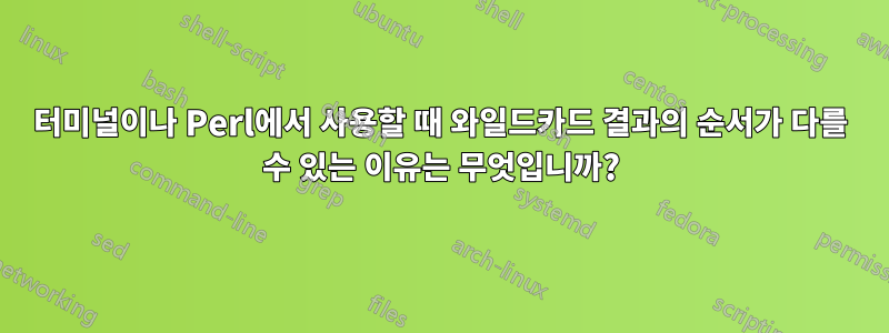 터미널이나 Perl에서 사용할 때 와일드카드 결과의 순서가 다를 수 있는 이유는 무엇입니까?