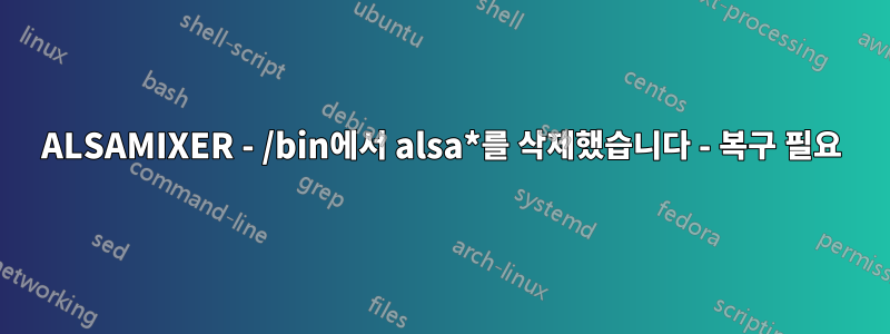 ALSAMIXER - /bin에서 alsa*를 삭제했습니다 - 복구 필요